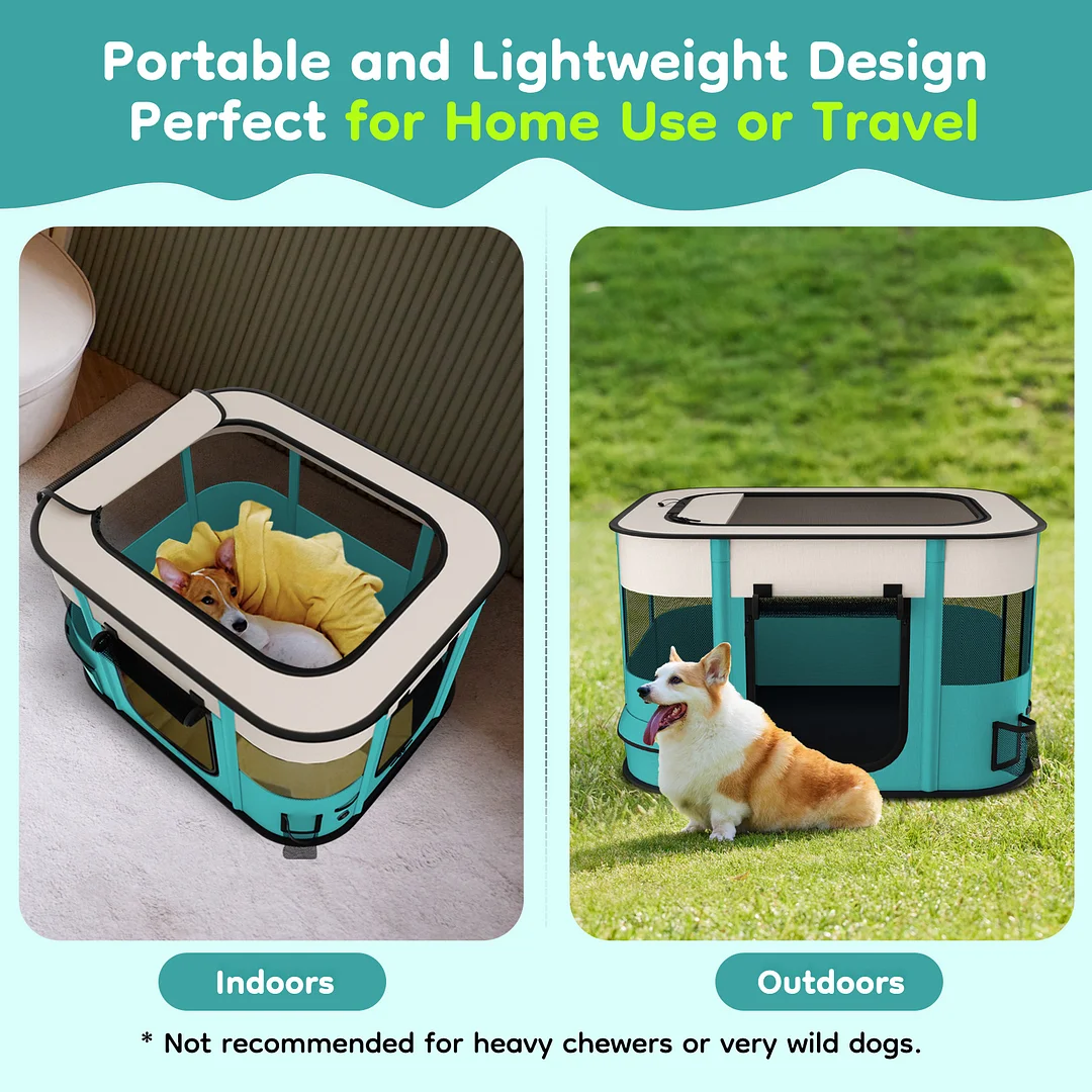 BEBANG Pet Playpen, Foldable Portable Dog Cat Playpens Exercise Kennel Tent, Removable Shade Cover, Indoor Outdoor Travel Camping Use