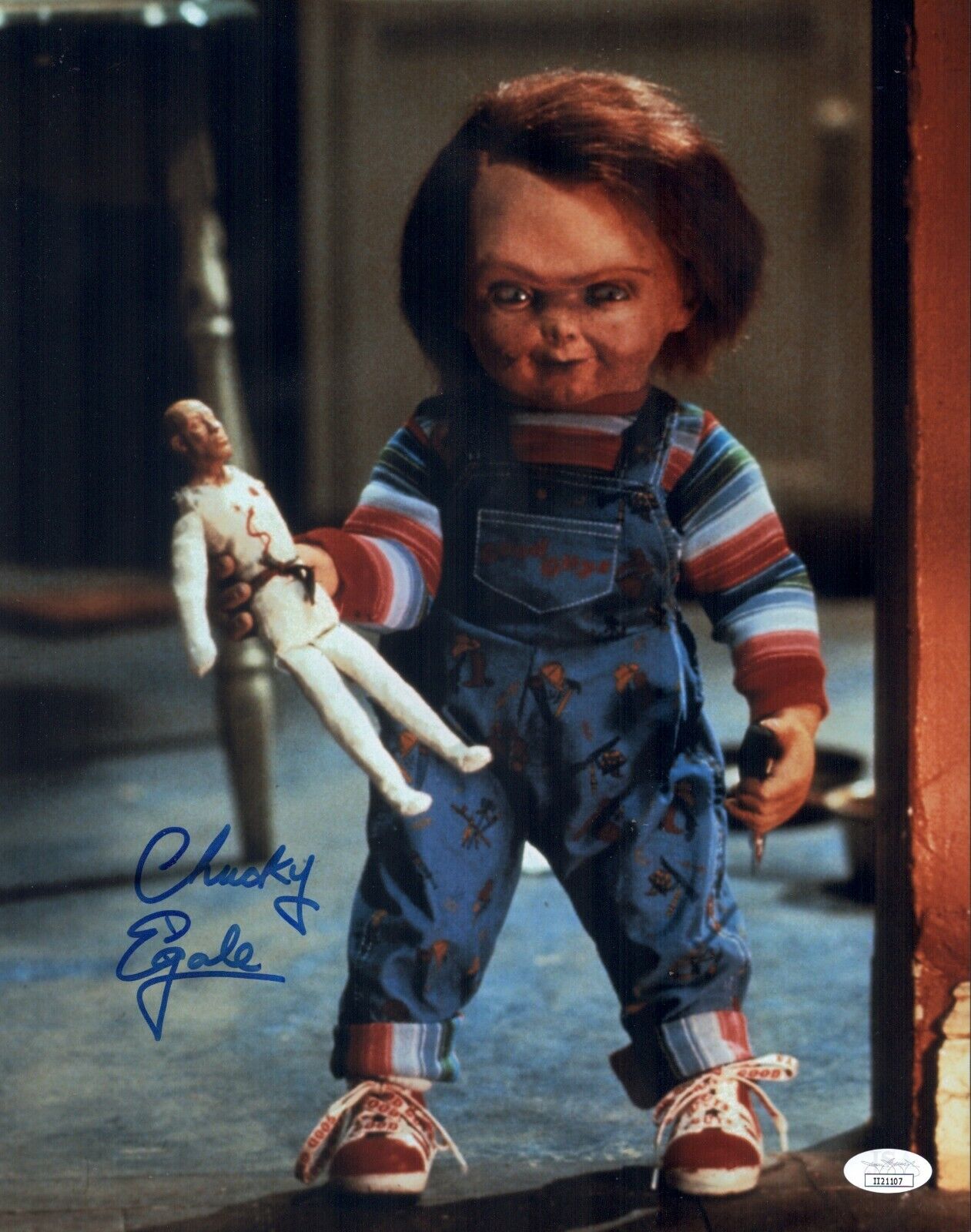 ED GALE Chucky Signed 11x14 Photo Poster painting Child's Play In Person Autograph JSA COA Cert