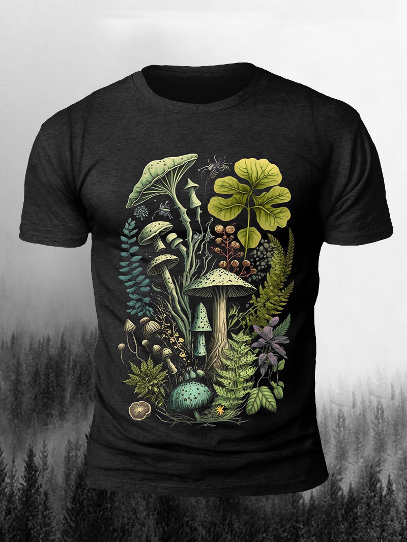 Plant Mushrooms Print T-shirt