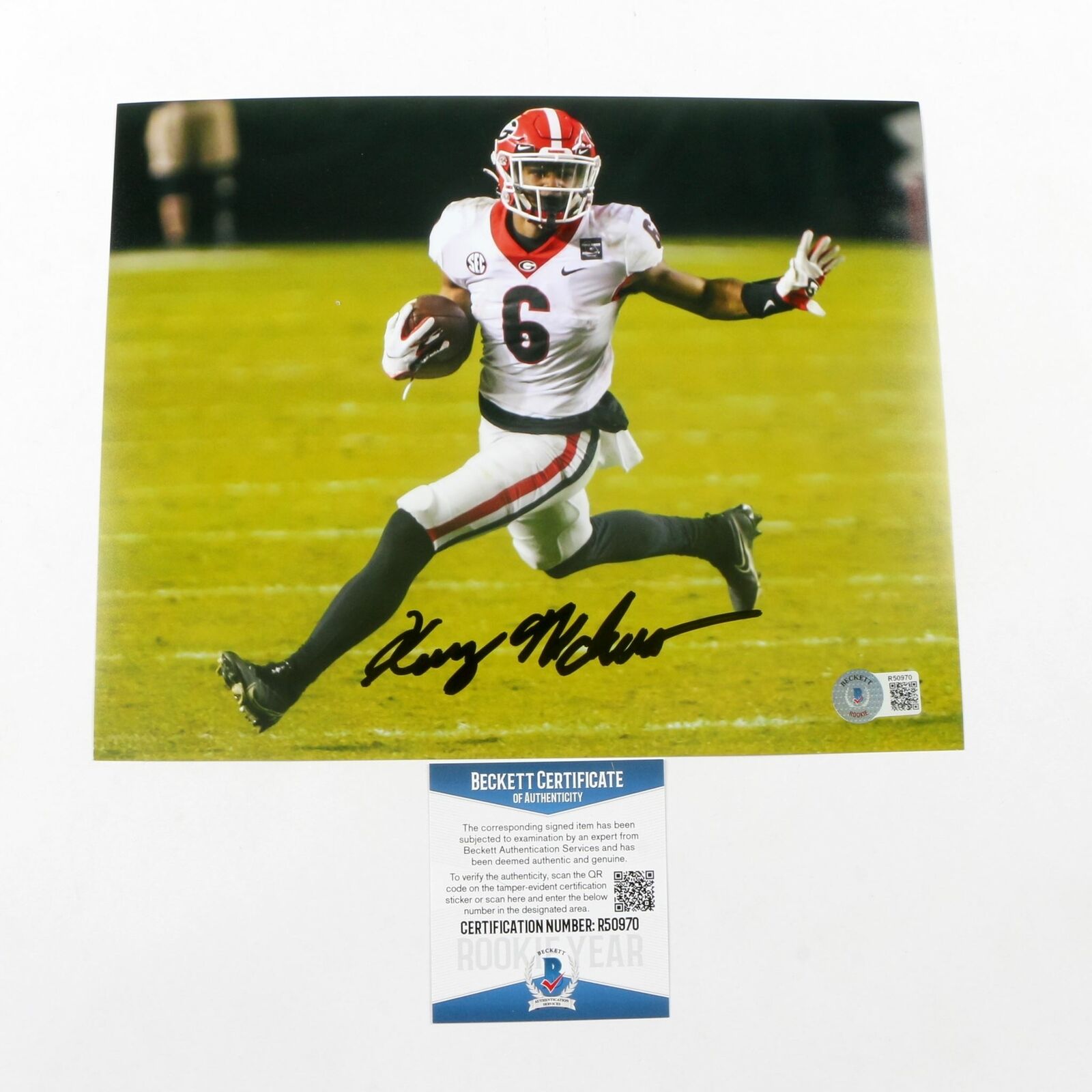 Kenny McIntosh Signed 8x10 Juke Georgia Bulldogs Beckett BAS COA