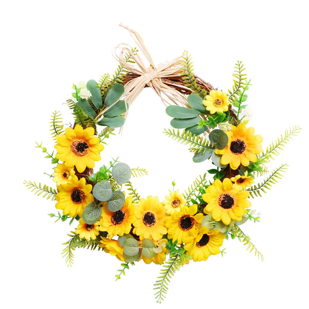 Sunflower simulation cow horn wreath props decoration