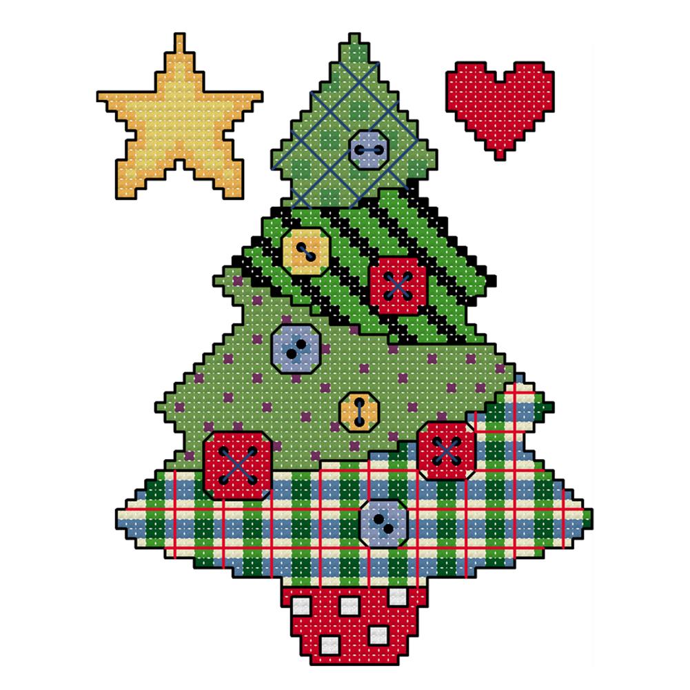 

Buttoned Christmas Tree - 14CT Stamped Cross Stitch - 14*17cm, 501 Original