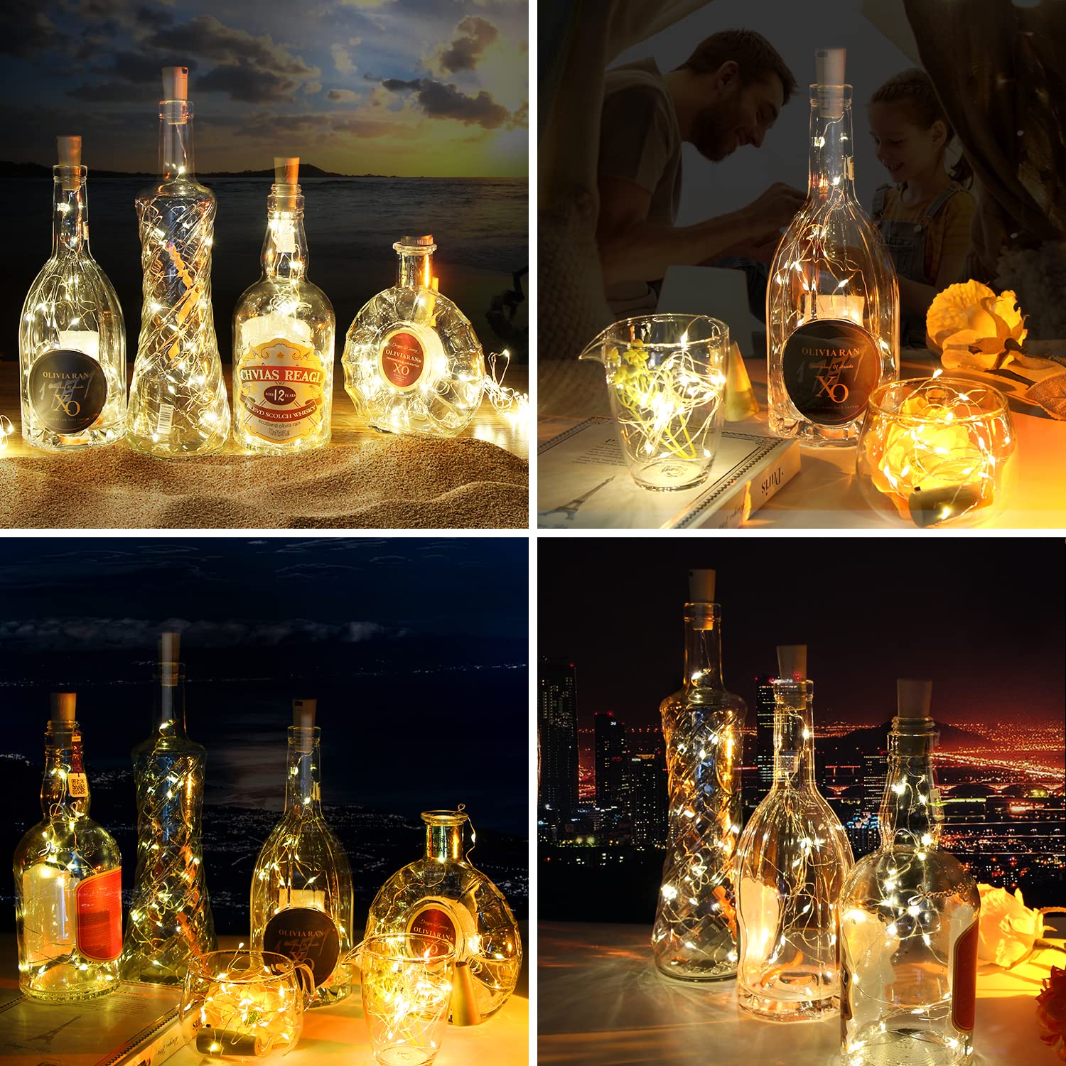 Wine Bottle Lights with Cork, 10 Pack Battery Operated LED Cork Shape