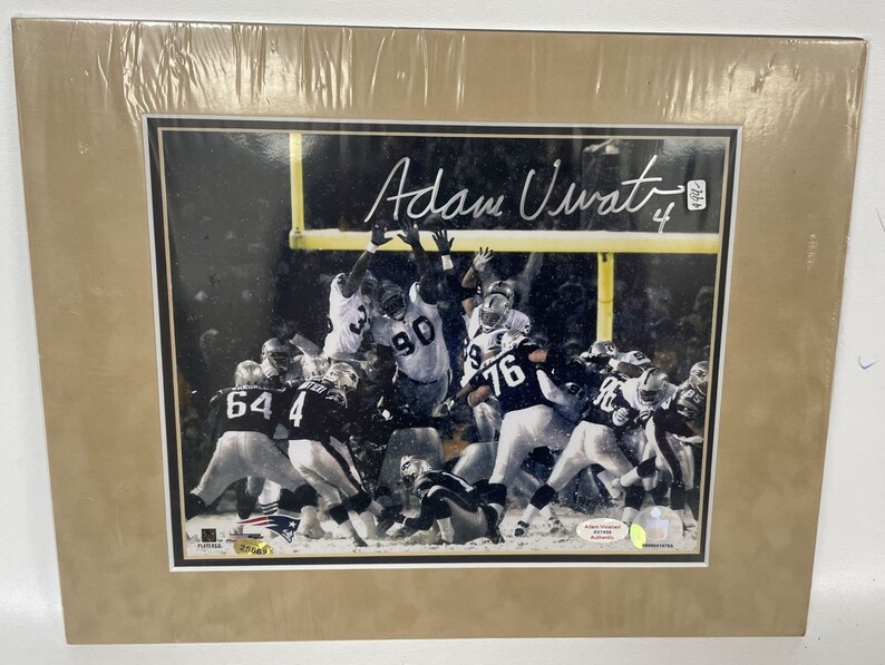 Adam Vinatieri Signed Autographed Glossy 8x10 Photo Poster painting Matted to 11x14 Display New England Patriots - Adam Vinatieri COA