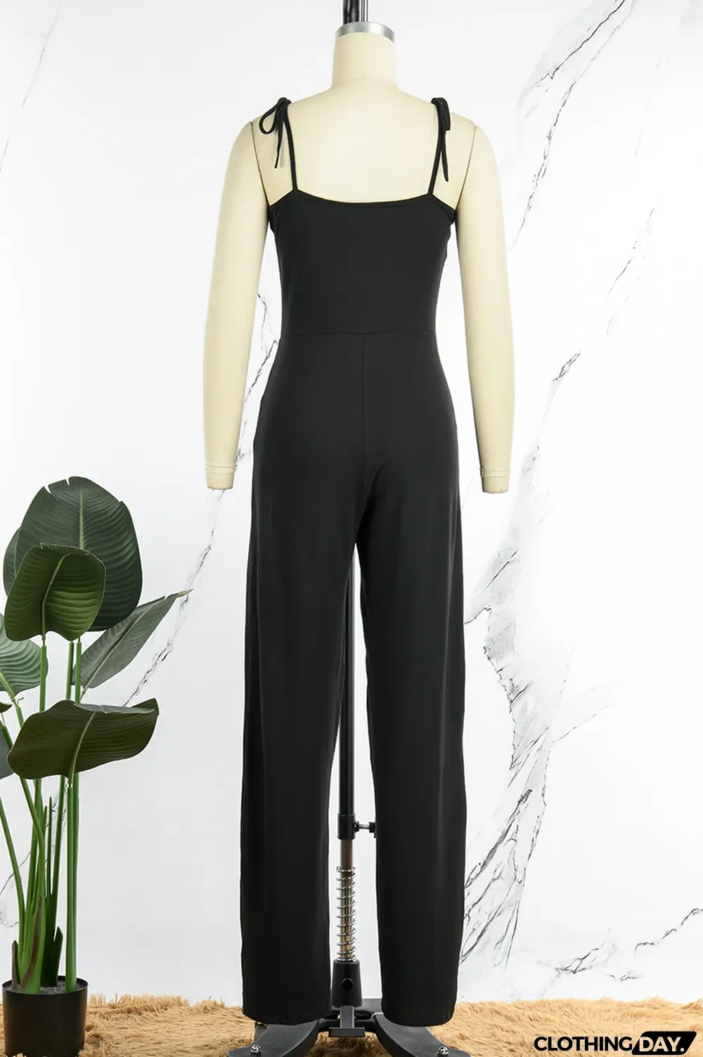 Blue Sexy Casual Solid Bandage Backless Spaghetti Strap Regular Jumpsuits