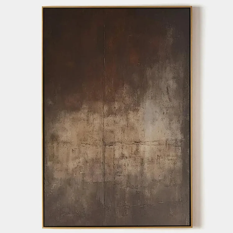 DARK BROWN TEXTURED ABSTRACT: Minimalist Textured Painting（Canvas painting）