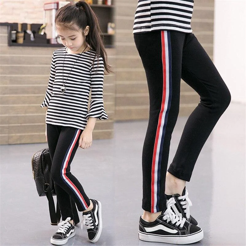 Fashion Kids Girl Pants Girls Leggings Solid Color Pencil Pants Elastic Trousers Winter Warm Sport Leggings New Children Pants