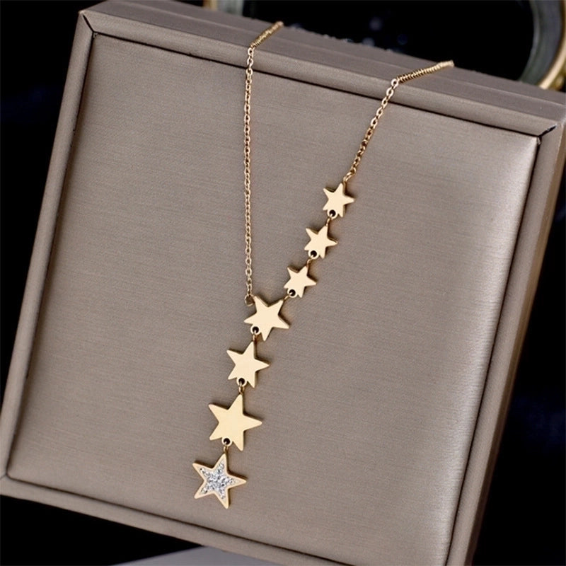 304 Stainless Steel 18K Gold Plated Fashion Star Necklace