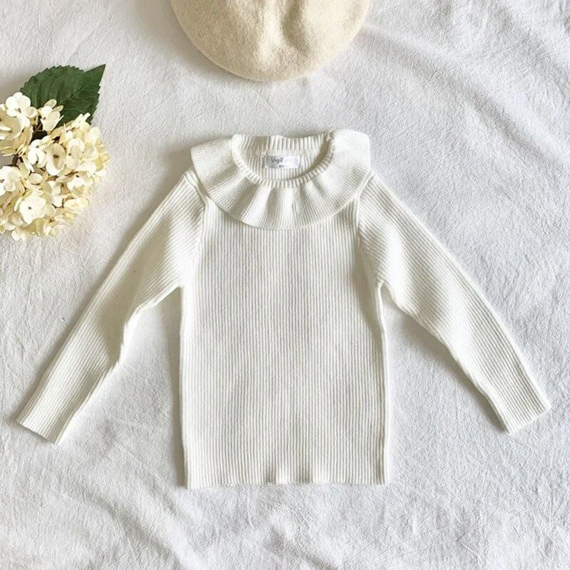 New 2020 Autumn Kids Girls Long Sleeve Lotus Leaf Collar Knit Sweater Winter Children Clothing Baby Kids Girls Pullover Sweaters