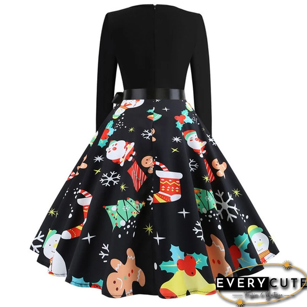 6 Styles Fashion Lady Autumn and Winter Xmas Clothes Christmas Costume Casual Long Sleeve Halloween Print Party Dress Plus Size