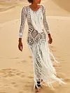 Hollow Tasseled Long Sleeves Maxi Dress
