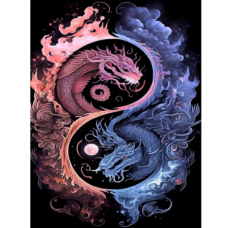 Tai Chi Yin Yang Dragon  - Full Round - Diamond Painting(30*40cm)