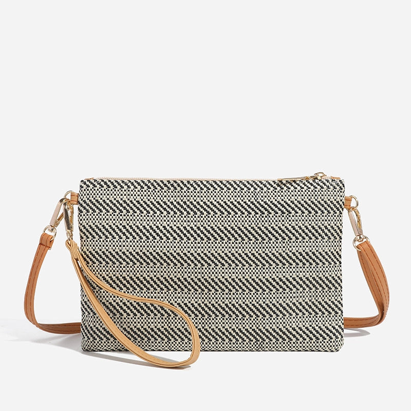 Women's Medium Straw Solid Color Elegant Streetwear Straw Square Zipper Straw Bag