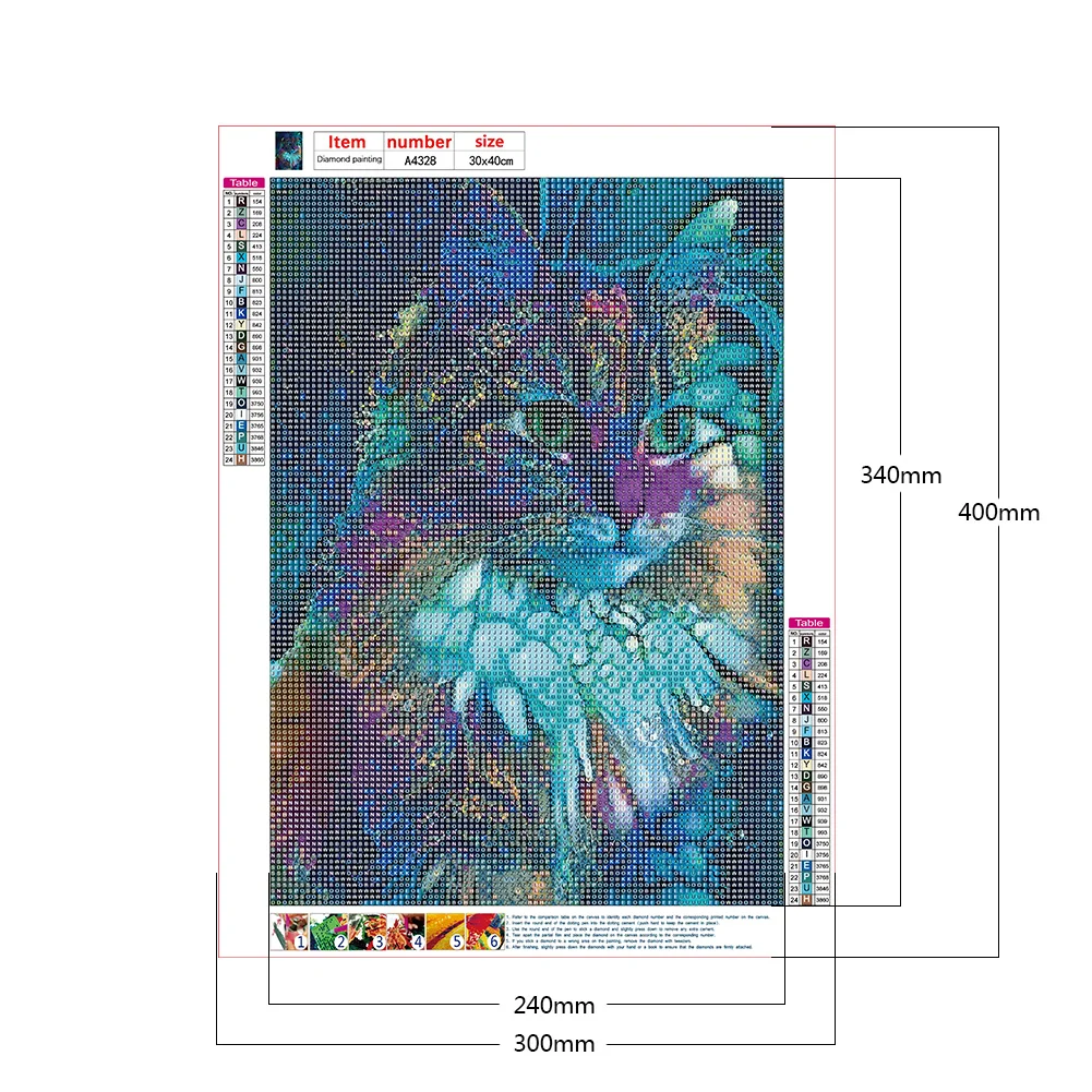 Diamond Painting - Full Round Drill - Multicolor Cat(30*40cm)