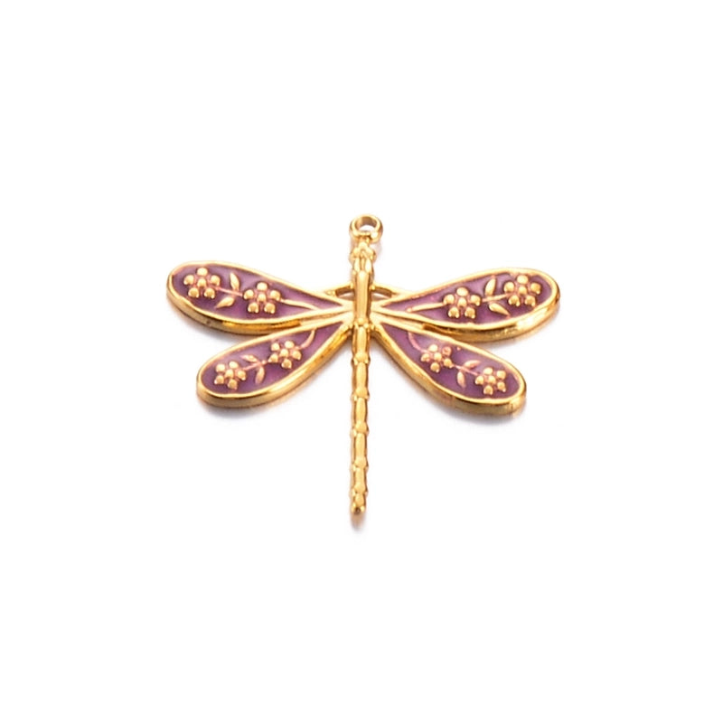 3 PCS/Package 24*27mm 304 Stainless Steel Dragonfly Butterfly Pendant Jewelry Accessories