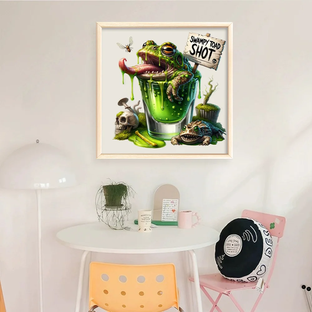 14CT Full Stamped Glass Cross Stitch - Halloween Wine(Canvas|50*50CM)