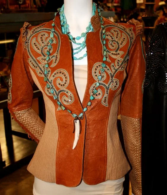 Women's Vintage Embroidered Color Block Jacket