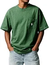 Men's Loose Round Neck Pocket T-shirt