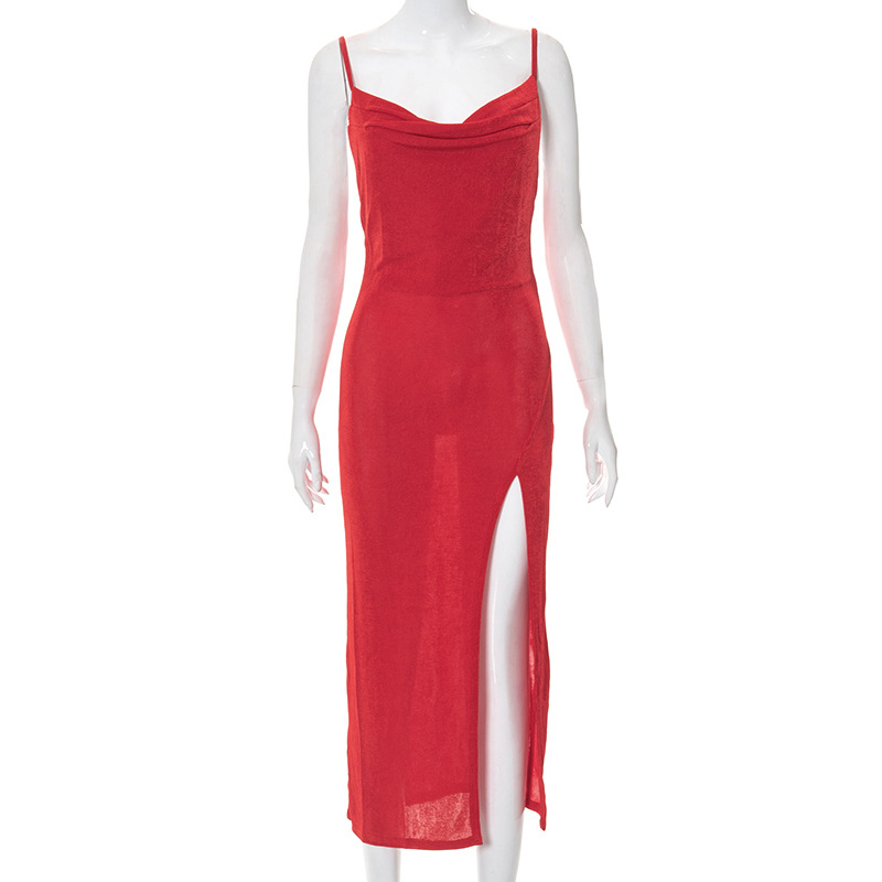 Dress Women Summer Solid Color Sleeveless Tall Waist Condole Belt Long Dresses Casual Vestidos Dropshipping SHLJQ21DS439 | Gamezelite