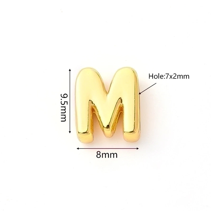 1 Pc/Package 9.5x6mm 9.5×7.5mm 9.5x8mm 7x2mm Copper 18K Gold Plated Letter Bubble Polished Beads