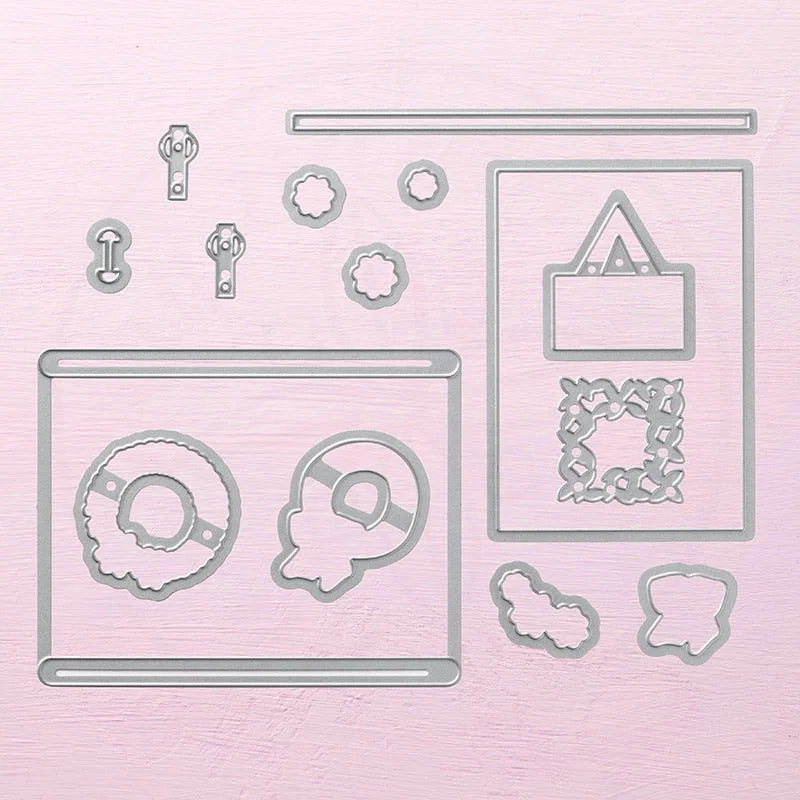 New Arrival 15Pcs/lot Barn Door Wood-mount Stamp Cutting Dies Embossing Stencil Card Decoration DIY Crafts