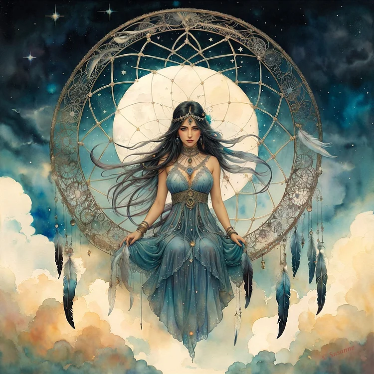 Fantasy Dreamcatcher Girl 40*40CM(Canvas) AB Round DrillDiamond Painting gbfke