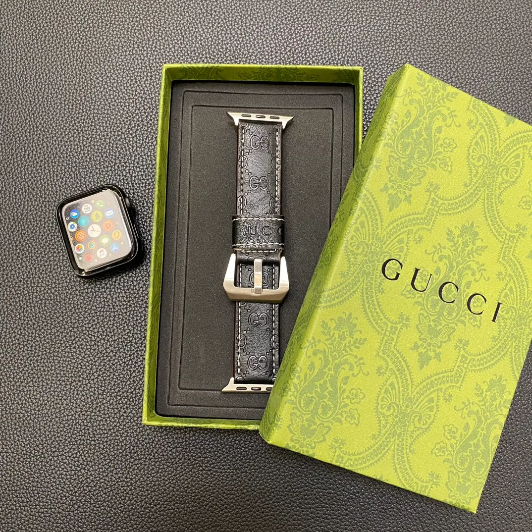 3D Premium Gucci Embossed Leather Apple Watch Strap