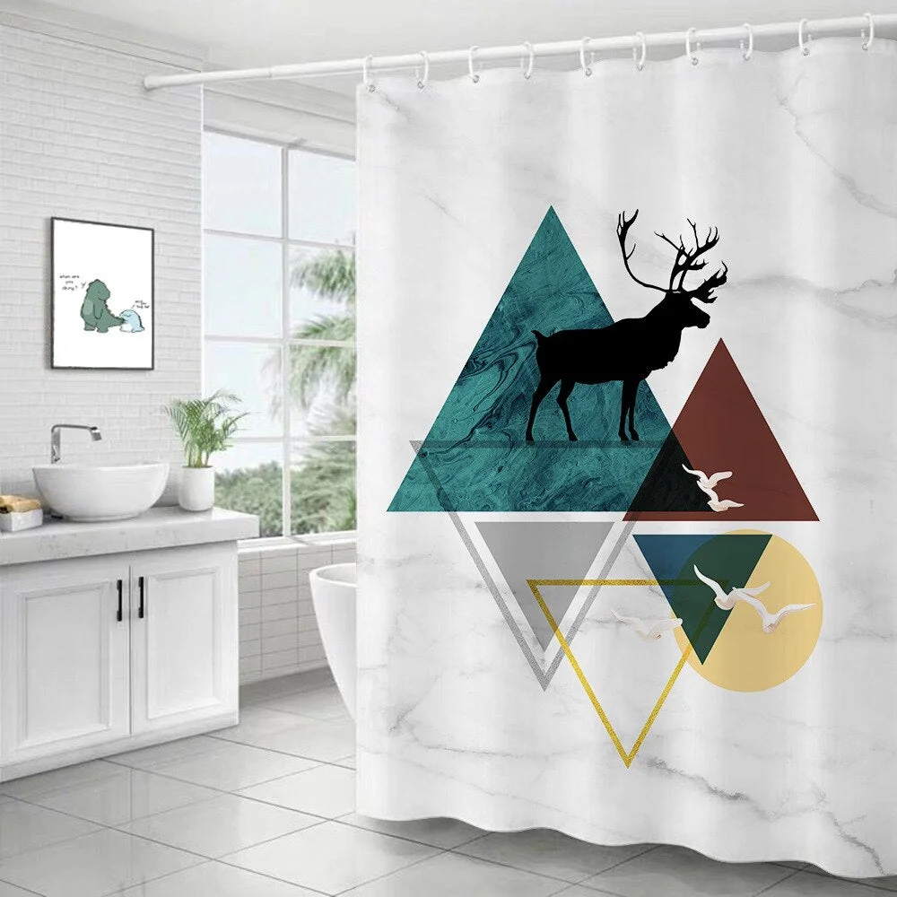 Modern Art Marble Shower Curtain Bathroom Toilet Decoration Thickened Waterproof and Mildew Proof Shower Curtain Bath Decor