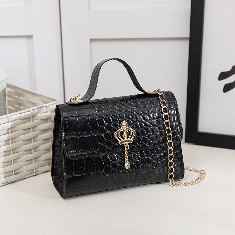 Alligator Pattern Handbags for Women 2021 Soft PU Shoulder Bags Female Small Square Messenger Bags Ladies Travel Chain Crossbody