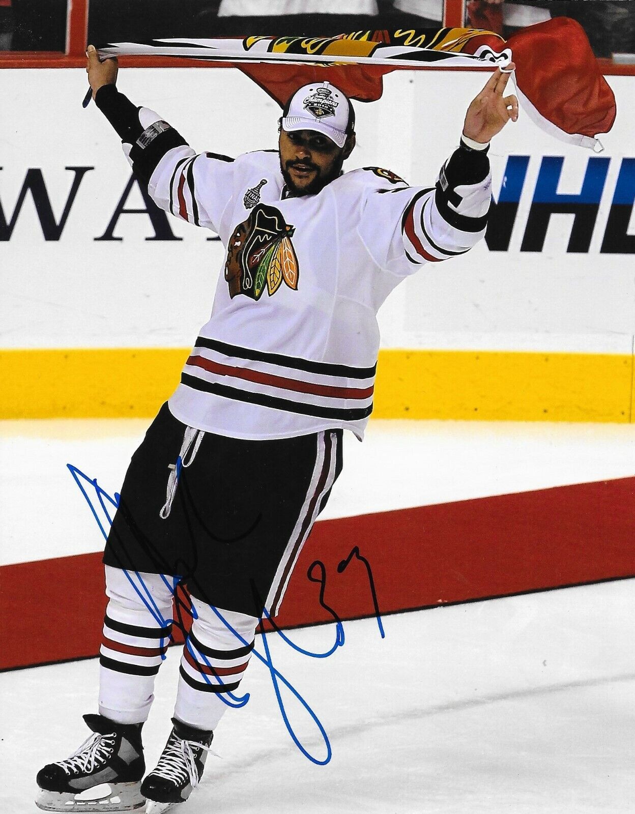 Dustin Byfuglien signed Chicago Blackhawks Stanley Cup 8x10 Photo Poster painting Hawks