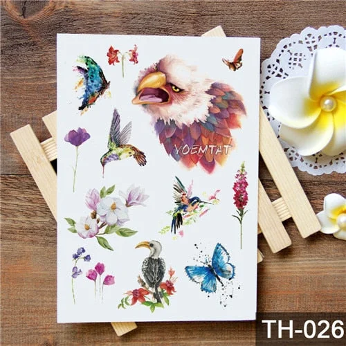 Waterproof Temporary Tattoo Stickers Rose Flowers Leaves Colorful Flash Tatto Sexy Arm Neck Body Art Fake Tattoos For Women Men