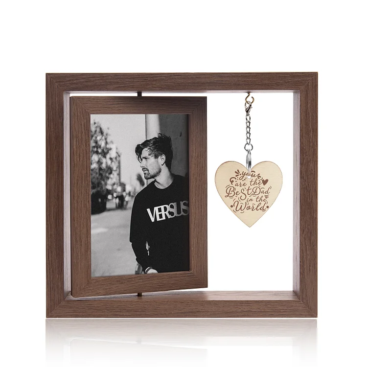 Personalized Photo Rotatable Wooden Frame Custom Text Gift For Couple