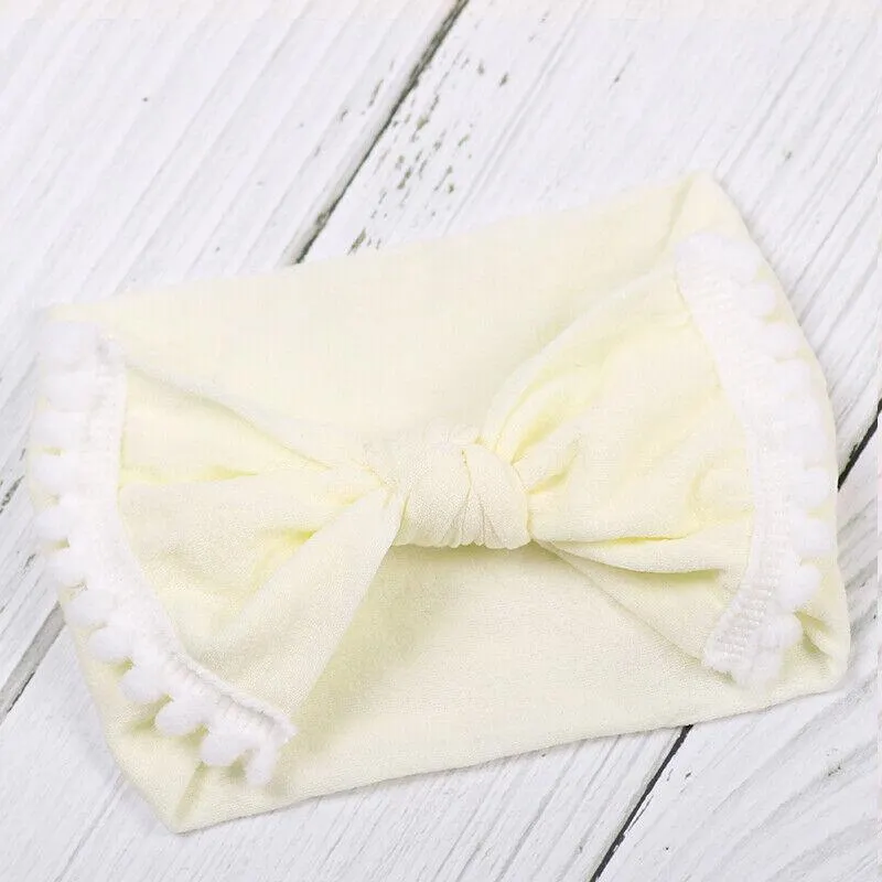 2019 Baby Accessories Kids Girls Baby Toddler Turban Knot Headband Hair Band Tassels Balls Solid Candy Color Headwear