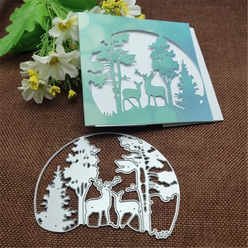 Nigikala Tree Animal Metal Cutting Dies Stencils Scrapbooking Decorative Embossing Folder Carbon Steel Paper Card DIY Die Cuts