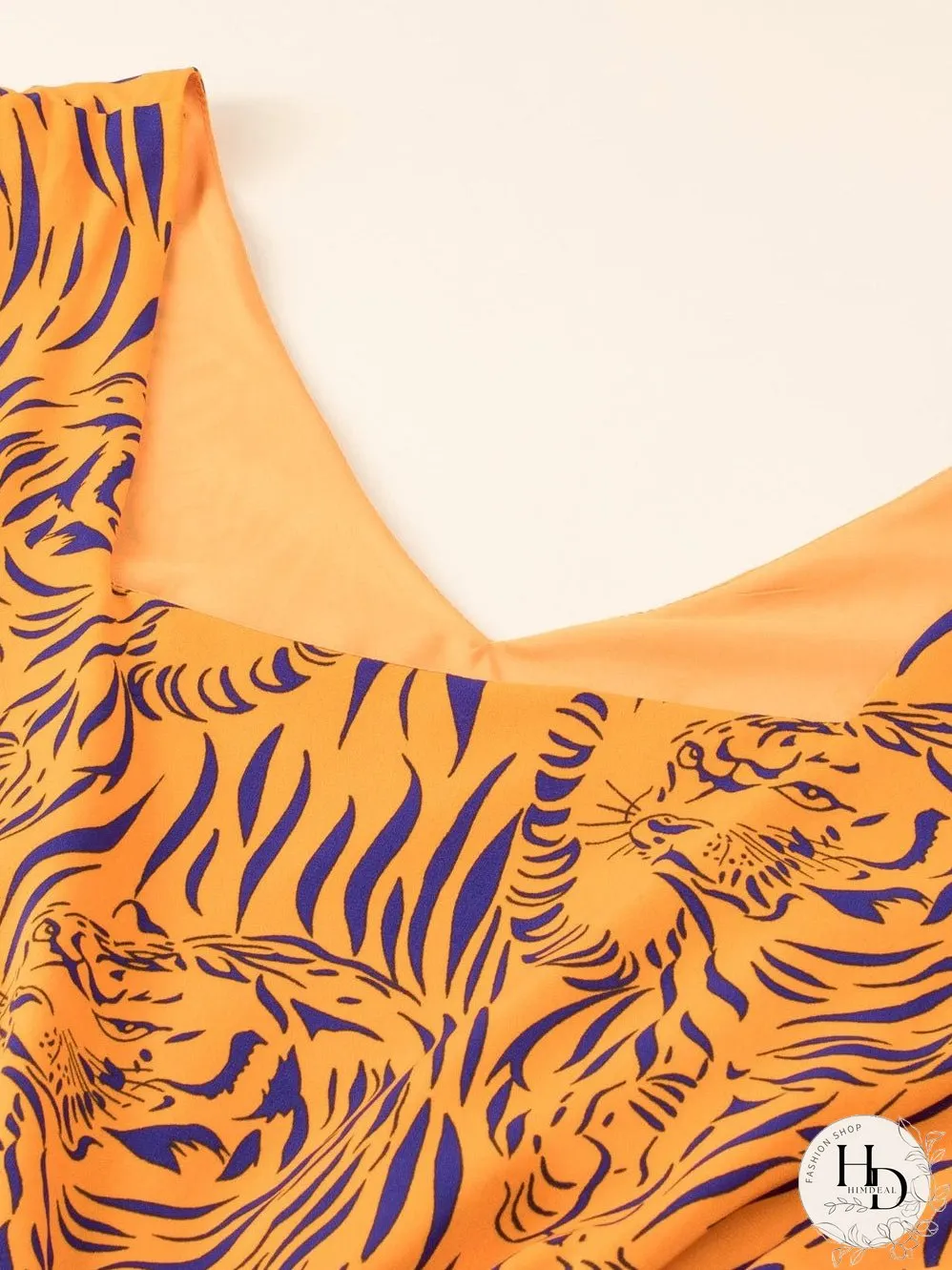 Sunny Plus Size Tiger Stripe V Neck Sleeveless Romper