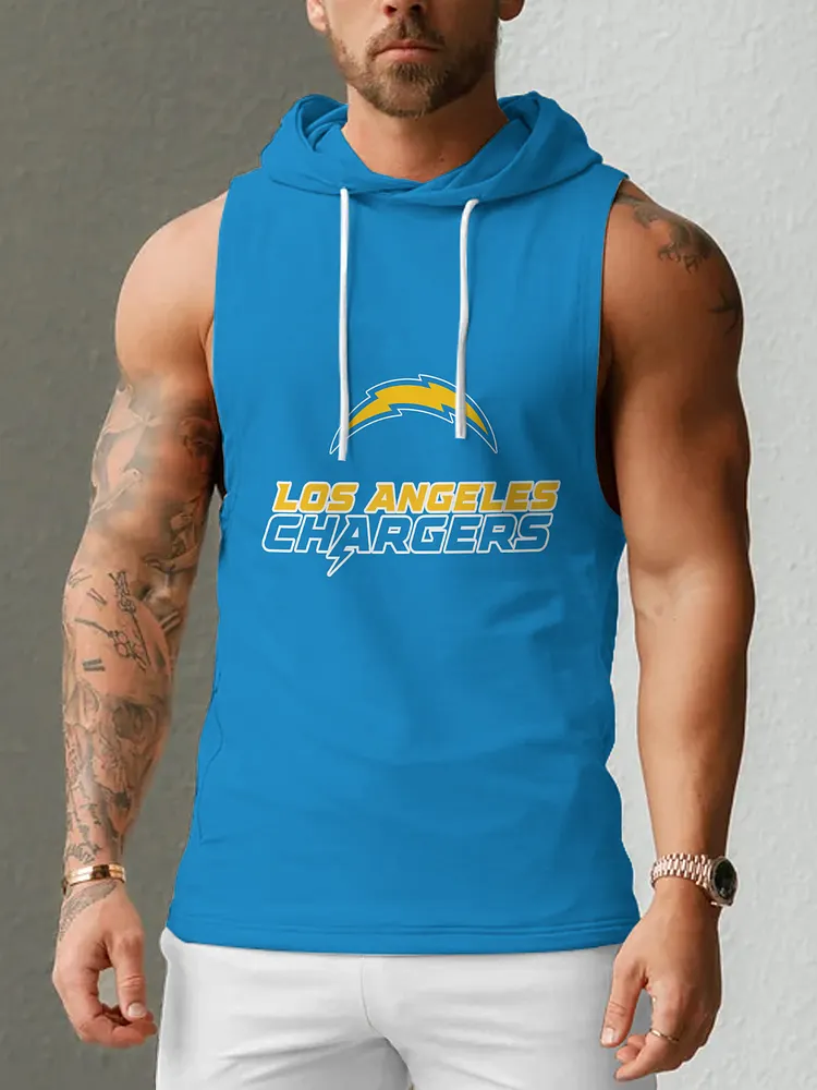 Los Angeles Chargers Men's  Casual Comfy Sleeveless Hooded Tank Top