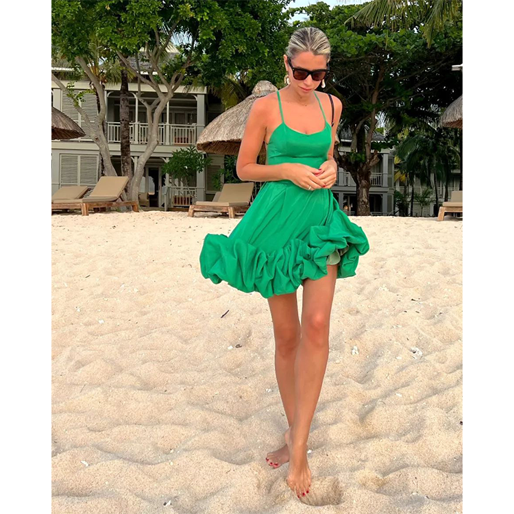 Sling 3D Flower Sweet Mini Dress