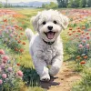 Chien Dans Les Fleurs-Perceuse Ronde Peinture Diamant-40*40CM