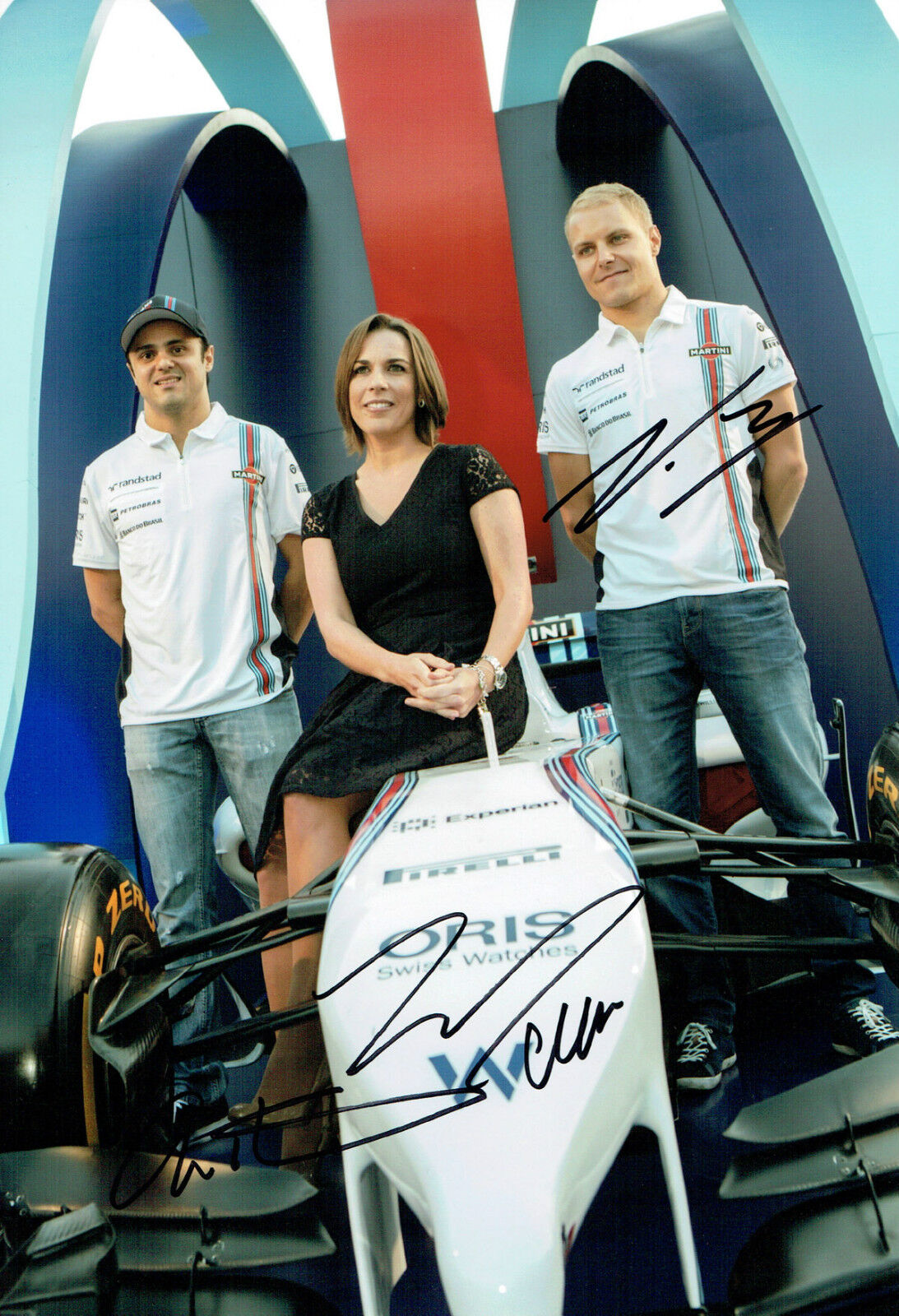 Felipe MASSA Valtteri BOTTAS Claire WILLIAMS Signed Autograph Photo Poster painting AFTAL COA