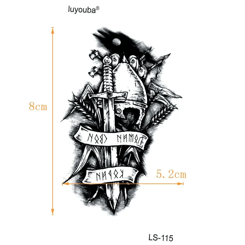 Immortal Knight Waterproof Temporary Tattoos Men Warrior Tatouage Temporaire Femme Tatoo Temporary Stickers