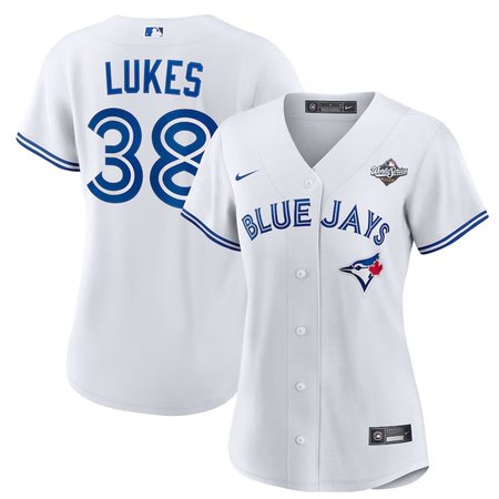 Women's Toronto Blue Jays #38 Nathan Lukes  2025 World Series White Home Replica Jersey