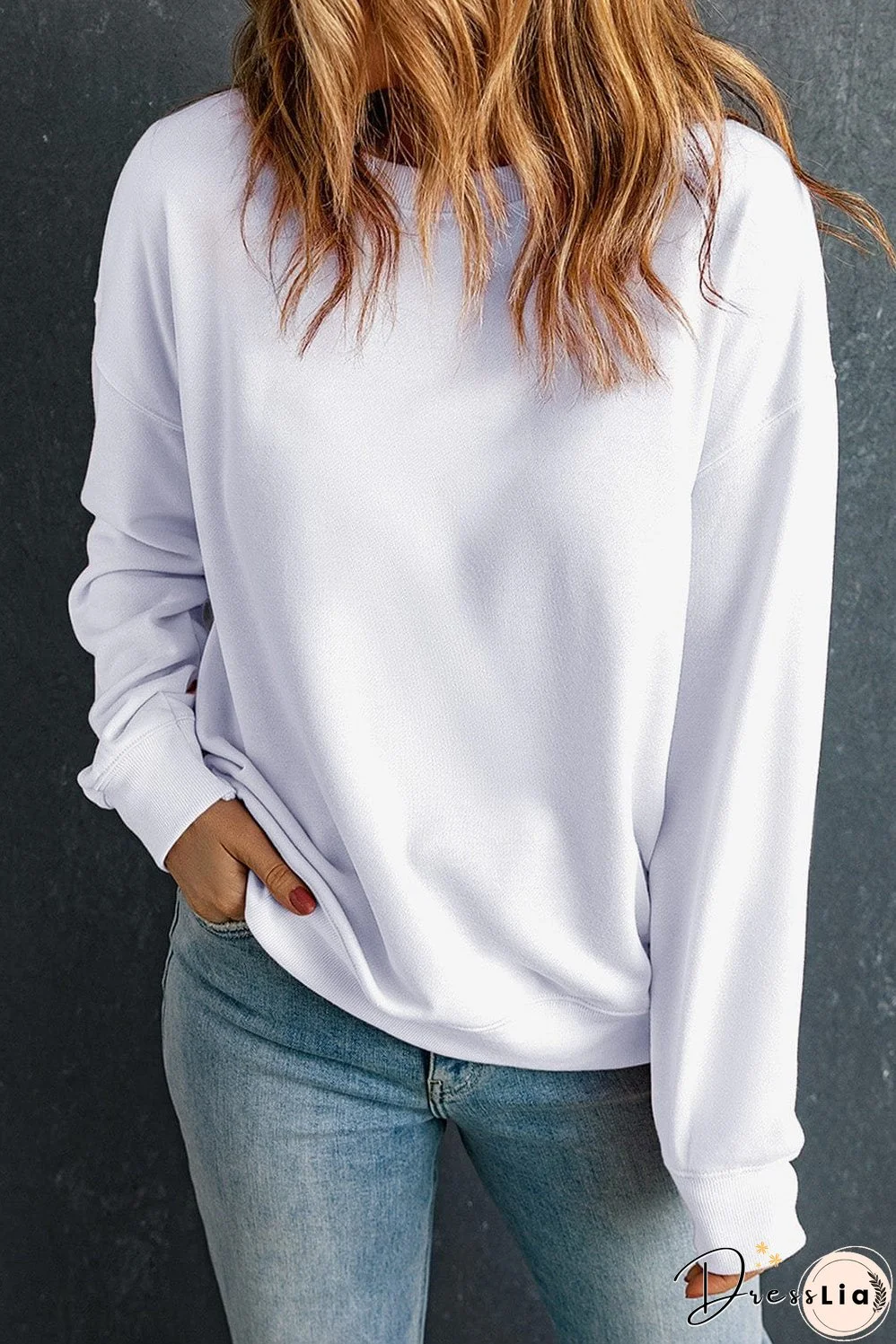 Solid Drop Shoulder Sweatshirt
