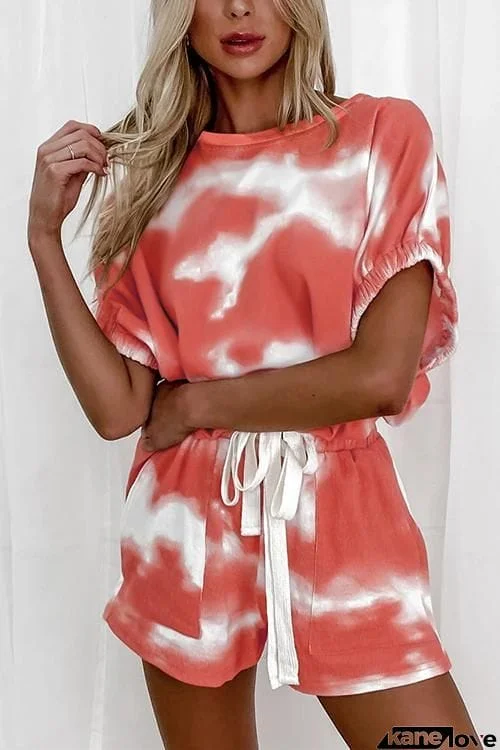 Tie Dye Drawstring Short Set