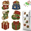 6PCS Stocking and Gift Pack DIY Pearl Diamond Painting Christmas Fridge Magnets, Sparkling Rhinestone Refrigerator Magnet Craft Kit for Home Decor & Gifts