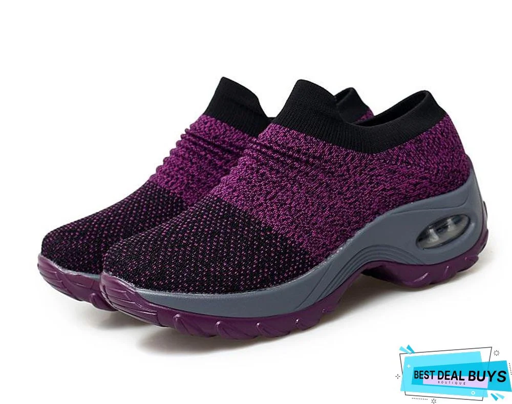 Women Breathable Mesh Slip-On Air Cushion Casual Sneaker Shoes