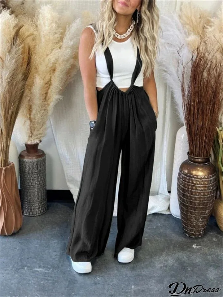 Women's Temperament Wide Leg Pants with Pocket
