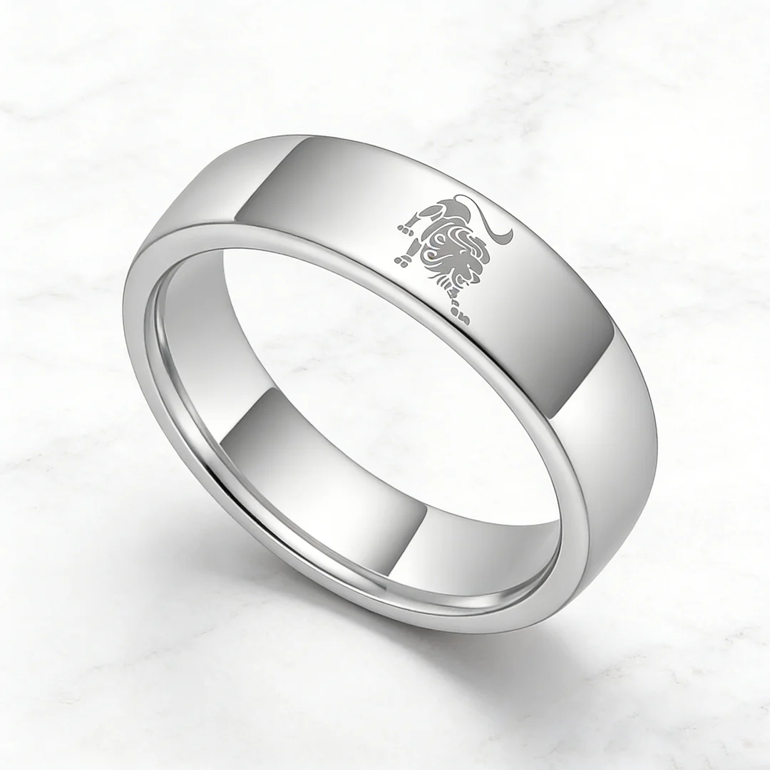 Mens Womens Flat Leo Tungsten Carbide Ring Sliver Couple Wedding Bands Top Comfort Fit 4MM 6MM 8MM Width