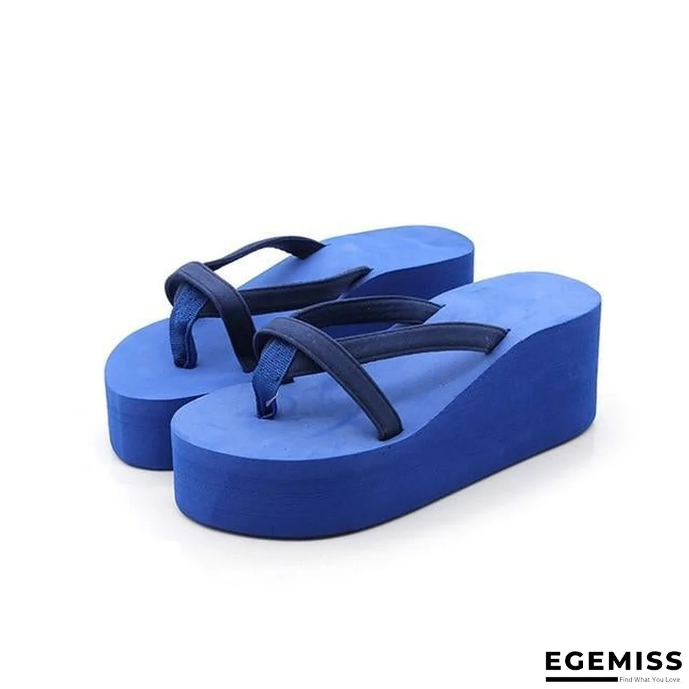 Women High Heel Wedges Sandals Platform Beach Flip Flops Slippers Solid Slides | EGEMISS