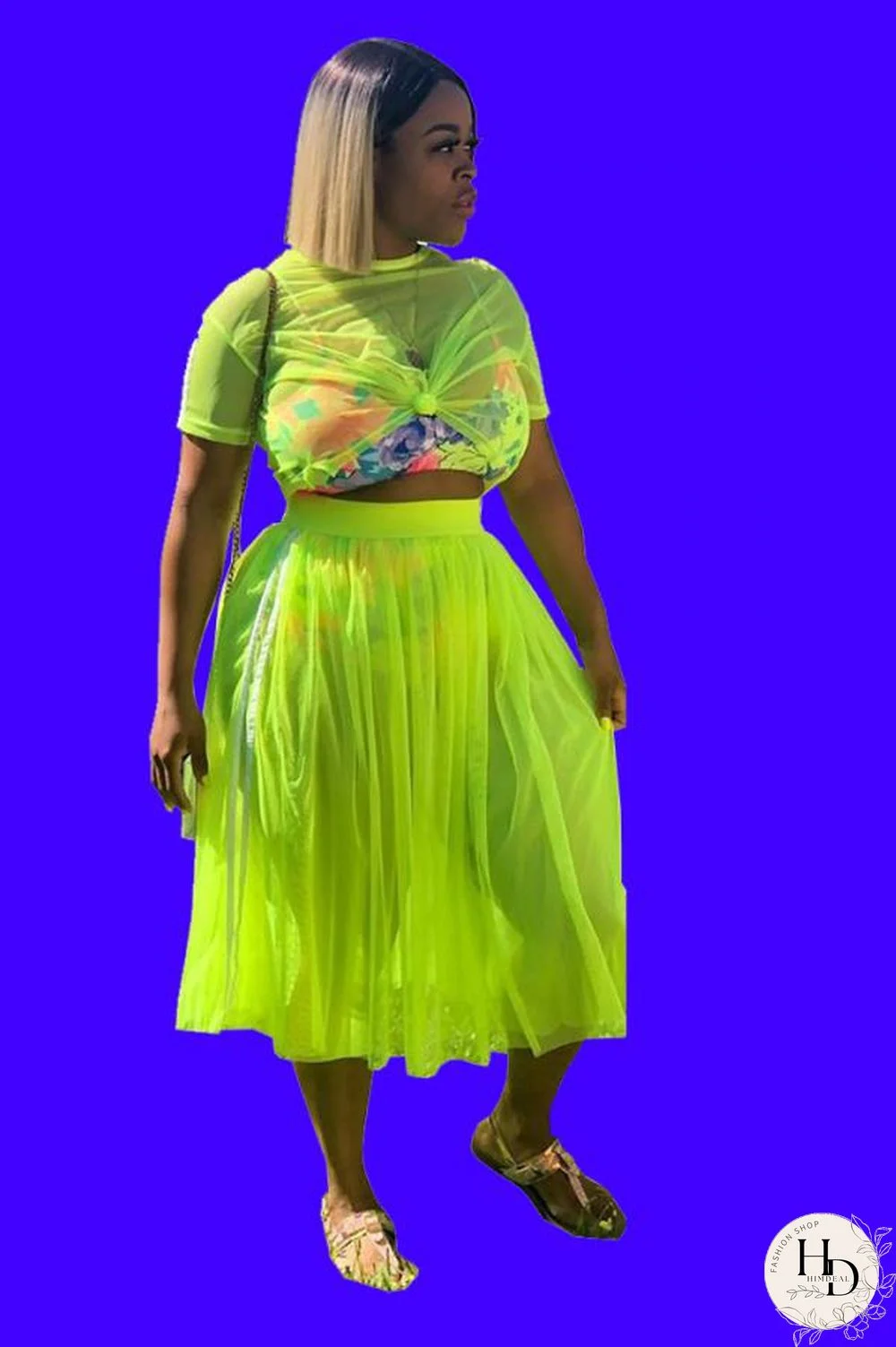 White Polyester Sexy Fashion asymmetrical Fluorescent crop top Solid Two Piece Suits Draped Pleated skirt