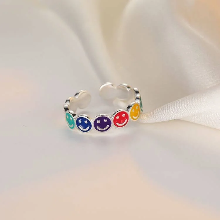 Rainbow Smiley Face Ring